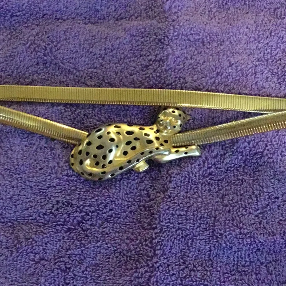 Doreen Ryan Vintage Gold Belt w/ Leopard Closure